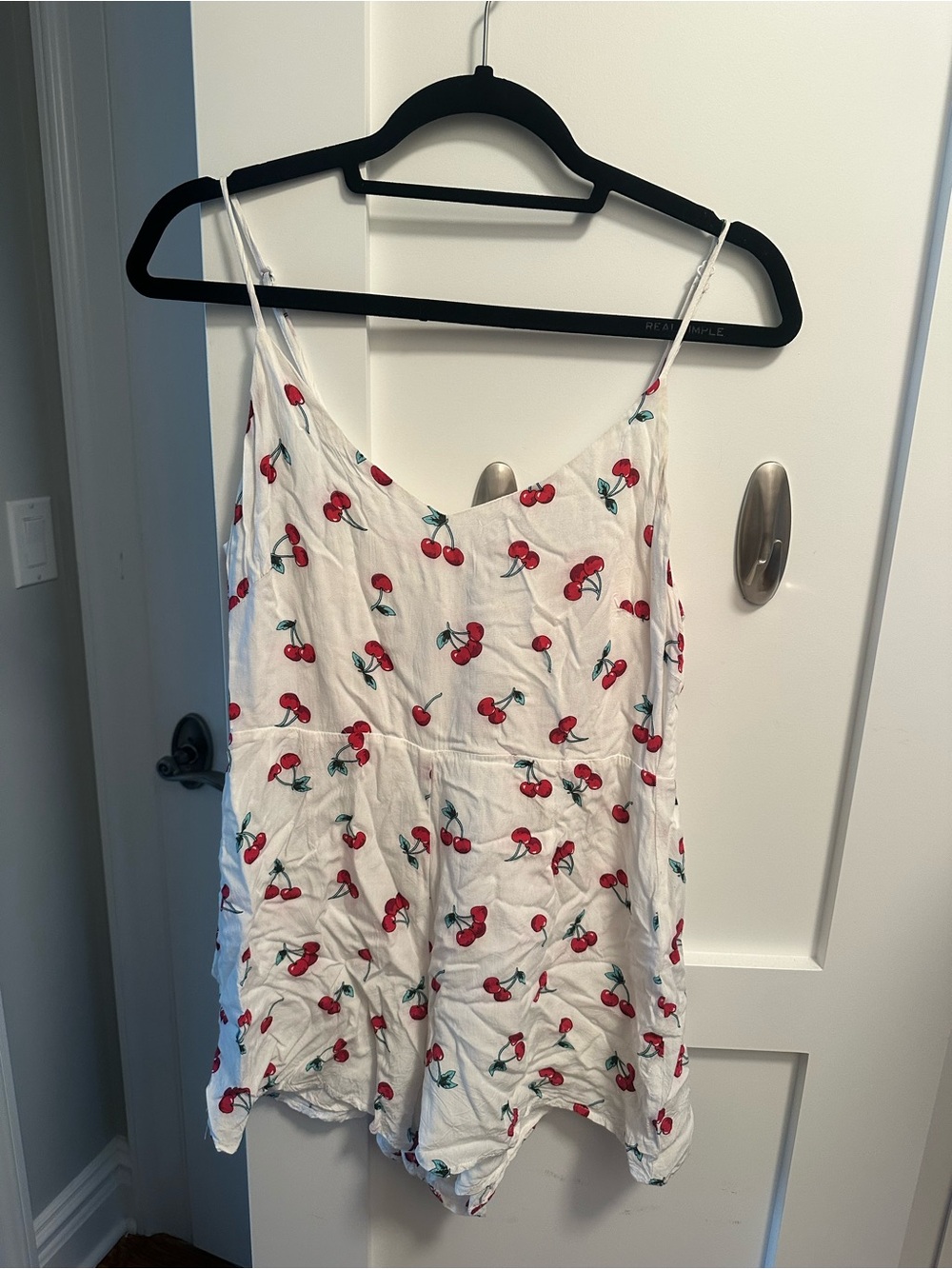 Millau White Floral Cami Romper with Red Accents
